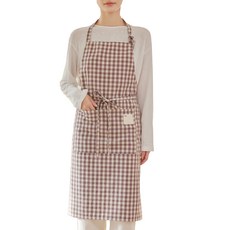 이몰리스 면100% 체크 패턴 원피스 앞치마 주방 공방 바리스타 앞치마 1개 블랙체크, 퍼플체크 × 1개