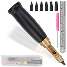 나사 펀치 보이스타 나무 손잡이 벨트 구멍 벨트용 조절 가능한 가죽 도구 시계 밴드 6 팁 사이즈 4/3 5/3/2 5/2/1 5mm 나사가 있는, Bla