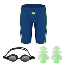 아레나 생존수영 세트 라이풀 NVY 남아 4부 수영복+주니어 수경+귀마개