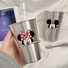 米奇米妮情侶漱口杯套裝，台灣現貨，高顏值不鏽鋼牙刷杯，浴室情侶對杯首選, c-銀灰牙缸1對+E+F, 1個