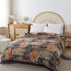 새로운 보헤미안 담요 사계절 소파 쿠션 대형 부드러운 목화 다층 거즈 냉각 이불 더블 침대보