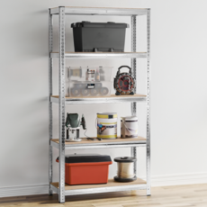 이엔비 철재 조립식 앵글 선반 랙, 5단, 메탈실버