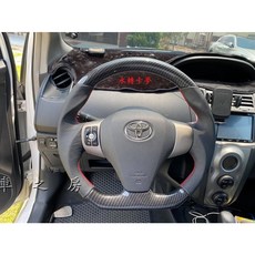 車之房 2008-2012 RAV4 2006-2012 YARIS 水轉印 類卡夢 變形蟲 方向盤 紅線 交換件, 1個