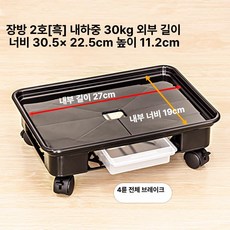 사각 바퀴 화분받침 물받침대 화분트레이 이동식 이동트레이 바퀴 플라스틱, 1개, 직사각형 2 블랙 (27x19cm)