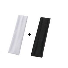 瑜伽彈力運動健身頭帶 舒適防滑 素色, 1個, 1pc 黑色 + 1pc 白色