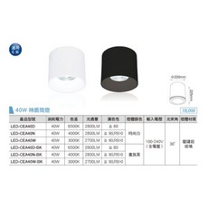 舞光 LED 40W 神盾筒燈 LED-CEA40D 6500K/4000K/3000K 全電壓, 1個