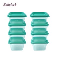 韓國BeBeLock吸蓋儲存盒 120ml x 8入組 三色可選 寶寶副食品儲存盒, 薄荷綠(8個/120ml), 1個