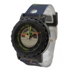 Accutime 스타워즈 베이비 요다 아날로그 쿼츠 손목 시계 작은 얼굴 소녀 모든 연령대의 그린 액센트 (MNL9001AZ) 초록색.