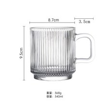 條紋玻璃杯 附木蓋勺, 豎條紋透明款,301-400毫升, 1個, 301-400毫升, 豎條紋透明款