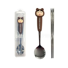 어린이수저세트 초등학생수저세트 초등수저세트 짱구는 못말려 곰 입체 스푼 젓가락 케이스 세트 jee+342jh