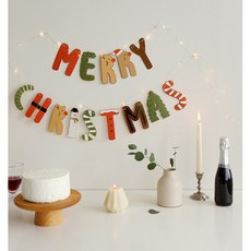 微景小舖 聖誕節裝飾毛氈布拉旗組 (聖誕樹/雪花/字母造型) DIY彩色掛旗 聖誕節佈置材料包, 1個, 燙金聖誕快樂吊旗, 彩色