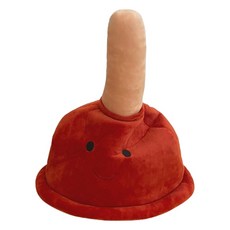 搞怪馬桶吸盤造型帽子，派對趣味頭飾，柔軟舒適材質，拍照打卡神器, 馬桶吸把, 1個