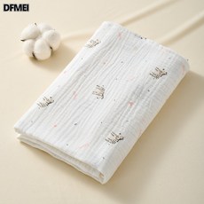 DFMEI 嬰兒雙層紗布包單嬰兒純棉包巾加大包被夏季蓋毯新生兒紗布浴巾, 1個, 小斑馬:100*100