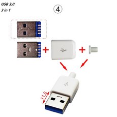 10 세트 DIY 고속 USB 커넥터 어셈블리 용접 유형 유형 C 남성 잭 테일 충전 소켓 전기 터미널, 02 USB 3.0 3in1 White, 01 USB 3.0 3in1, USB DIY