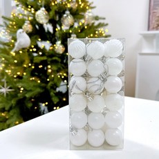 [해피인어스] 크리스마스 장식볼 컬러 오너먼트 트리방울, 화이트, 1개