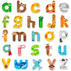 웨일린 40개입 숫자 두꺼운 젤 클링 귀여운 동물 1-10 창문 데칼 다채로운 단어 철자 유아 교육 학습 가정 교실 보육실 장식, Lowercase Letters