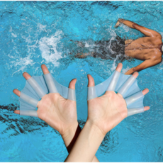 다이빙 훈련용 탄력 실리콘 수영 핑거패들 미끄럼 방지 물갈퀴 손가락 수영장갑, 블루