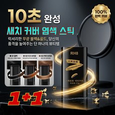 1+1【지속력 업】 한 번 빗질로 새치 커버 염색 스틱 흰머리 커버 염색 헤어 스틱 방수 땀방지 흰머리 새치 커버 스틱 3초 만에 백발 사라짐, 블랙, 20g