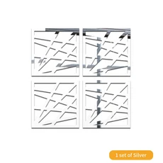 가정용 아크릴 거울 스티커 할로우 라인 데칼 옷장 캐비닛 가구 수정 벽 9 색상, 12.MS361555, 05 01 Silver