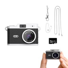 FDUCE 레트로 미니 디지털 감성 초소형 카메라 CCD1+ 8GB 메모리 카드, CCD1 블랙, 1개