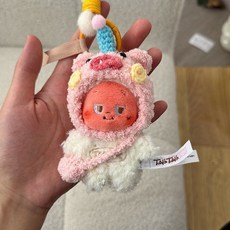 팝마트 작은별 맛있는 한 입 시리즈 구움 과자 인형 인형옷 귀여운 니트 헤드커버 인형액세서리, 아기가 없어요, 2피스 세트 (핑크 돼지 헤드 커버+숄더백)