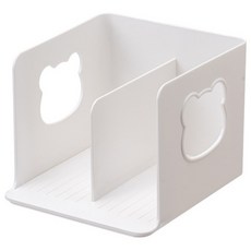 따봉오빠 파스텔 곰돌이 데스크 책꽂이 정리 2칸 북엔드 RDB124, 화이트