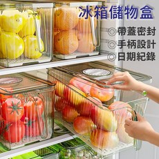 手把冰箱儲物盒(附蓋) 收納盒 冰箱收納 廚房收納 居家收納, 1個, 綠色小款
