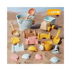 16件套兒童沙灘玩具套裝 海灘玩沙工具 戶外玩水玩具, 多色混合, 1g, 1套