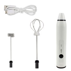 USB 충전 전기 커피 믹서 우유 셰이커 충전식 핸드헬드 거품기, White