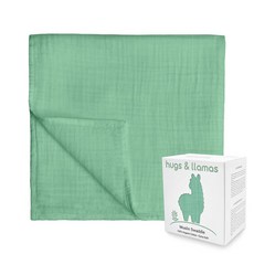Hugs & llamas | 100% 유기농 면 모슬린 포대기 담요 유니 매우 부드러움 신생아 및 유아를 위한 세탁기 세탁 가능 119.4 x 119.4cm47 47인치 블러싱, 민티 프레시