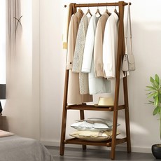 가정용 나무 바닥 코트 랙 서 건조 옷 모자 보관 선반 거실 침실 정리, Brown long 66cm