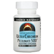 Source Naturals 울트라 크롬 피콜리네이트(Chromium Picolinate) 500 500 mcg 120정, 1개