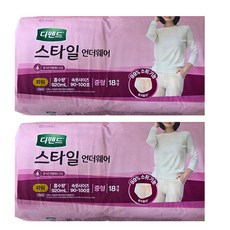 디펜드 여성용 스타일 언더웨어 성인기저귀 파워, 중형, 18개입, 2개