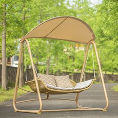 흔들의자 2인용 정원 스윙체어 라탄 그네의자 테라스 발코니 인테리어 마당용, 4_더블 루프 우드 패턴