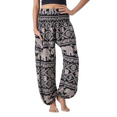 B BANGKOK 팬츠 하렘 여성용 보호 패션 포켓 포함 블랙 코끼리. 16-20 Plus 149129