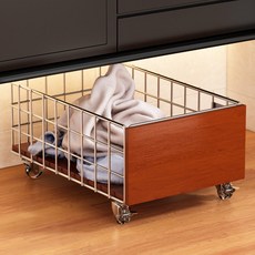 아래 욕실 캐비닛 바구니 이동식 수납 카트 빨래 수납, Silver은색