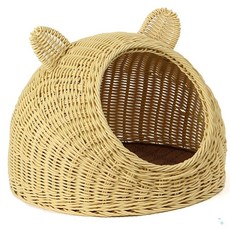 고양이 돔형 라탄무늬 PP 펫하우스 지사패드