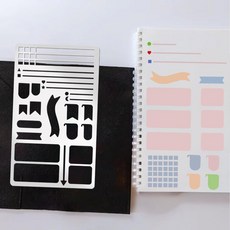 스테인레스 스틸 템플릿 눈금자 DIY 북 눈금자 휴대용 다기능 템플릿 플래너 스크랩북킹용 스텐실, Style 2