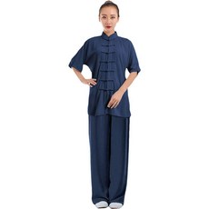 ZooBoo 유니 면 혼방 긴/반소매 태극권 수트 아침 운동 유니폼 쿵푸 의류 네이비 긴팔 180052