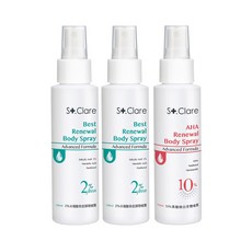 S+.Clare 聖克萊爾 煥白身體噴霧, 3個, 100ml, 2%水楊酸背痘噴霧x2+10%果酸噴霧