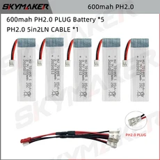 3.7V 600mAh Lipo 배터리 25C 고속 모델 항공기(충전기 포함) 751862 UDI U818A 항공기 액세서리, 04 1sPH2.0-5B600-5in2LN, 04 1sPH2.0-5B600-5in2LN