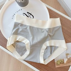 【裸感防漏】生理褲 姨媽褲 安全褲 內褲 防漏內褲 60支高彈面料 懸浮襠設計 腰部防漏 中腰三角款 經期必備, 優雅灰