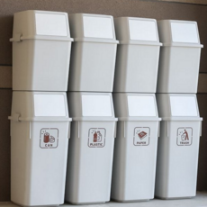 적층 분리수거함 60L 4개입, 모리 휴지통 (화이트), 60Lx2p+40Lx2p