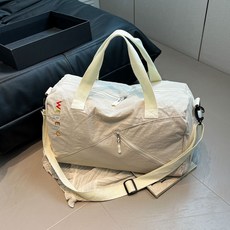 多巴胺健身運動開學通勤必備宿舍收納包小衆網紅高顏值字母刺繡, 米白色