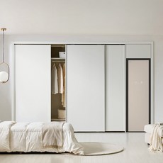 보루네오 스타일러 슬라이딩 붙박이장 300~360cm 10자 E0등급, 크림화이트