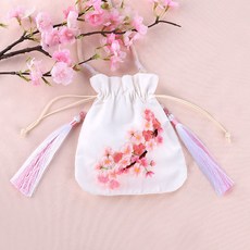 臺灣出貨 刺繡手工diy材料包自繡初學者材料包古風繡花團扇家居裝飾送禮物 WUTD, 櫻花漢風挎包【材料包+輔助繡繃】, 1個