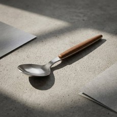 다이소 원목 느낌 우드 손잡이 티스푼 커피 디저트 스푼 14.5cm, 실버(손잡이_브라운)_패턴(나뭇결)