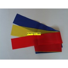 삼색 소고띠 1세트 (빨강 파랑 노랑) 폭 9cm x 길이 180cm 운동회 농악놀이 사물놀이 행사용 공연