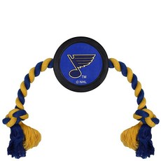 Pets First 고무 강아지 장난감 - NHL 시카고 블랙호크스 퍽이 있는 튼튼한 로프 터그 반려동물과 하키 플레이!_155503