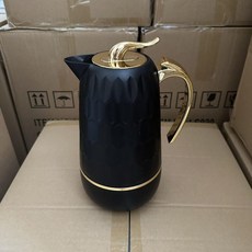 엔틱 실버 주전자 디자인 럭셔리 앤틱 다기 차 수공예, 1개, 1L, 블랙 보온병 B